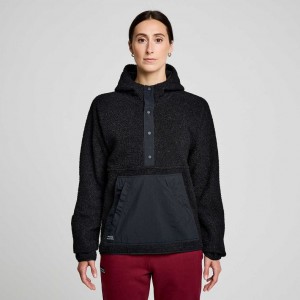 Dámské Mikina s Kapucí Saucony Recovery Sherpa Pullover Černé | CZ-VNBHR