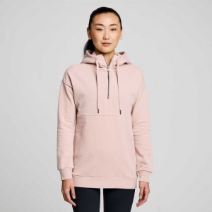 Dámské Mikina s Kapucí Saucony Recovery Zip Tunic Růžové | CZ-RKVFD