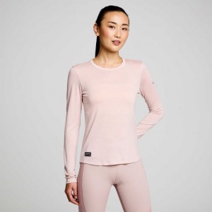 Dámské Tričko Saucony Peregrine Merino Long Sleeve Růžové | PRAHA-ASBTW