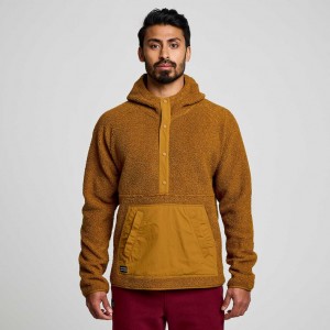 Pánské Mikina s Kapucí Saucony Recovery Sherpa Pullover Hnědé | PRAHA-MHUTG