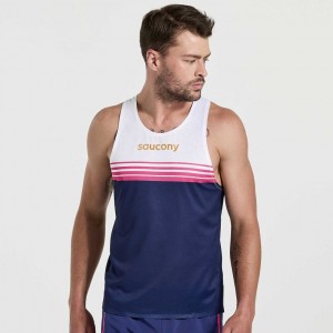 Pánské Tílko Saucony Elite Singlet Bílé Tmavě Blankyt | PRAHA-LDFKJ