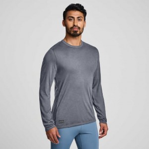 Pánské Tričko Saucony Peregrine Merino Long Sleeve Šedé | CZ-JRLWZ