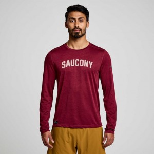 Pánské Tričko Saucony Stopwatch Graphic Long Sleeve Červené | PRAHA-GTIVB