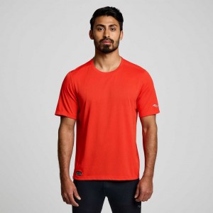 Pánské Tričko Saucony Stopwatch Krátké Sleeve Oranžové | CZ-FWPNA