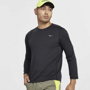 Pánské Tričko Saucony Stopwatch Long Sleeve Černé | CZ-KNGDT