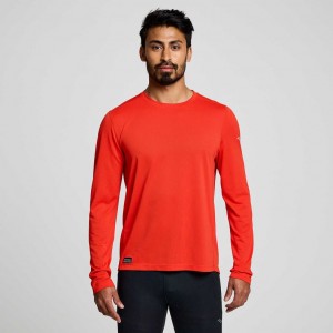 Pánské Tričko Saucony Stopwatch Long Sleeve Červené | PRAHA-GVANK