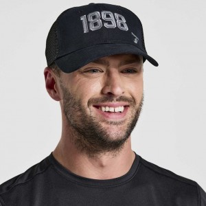 Pánské Trucker Kšiltovka Saucony Adjustable Snap Back Černé | CZ-RPWXZ