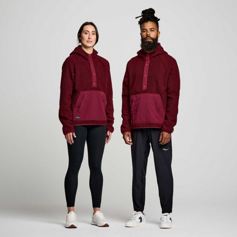 Dámské Mikina s Kapucí Saucony Recovery Sherpa Pullover Vínové | CZ-ZQPIF