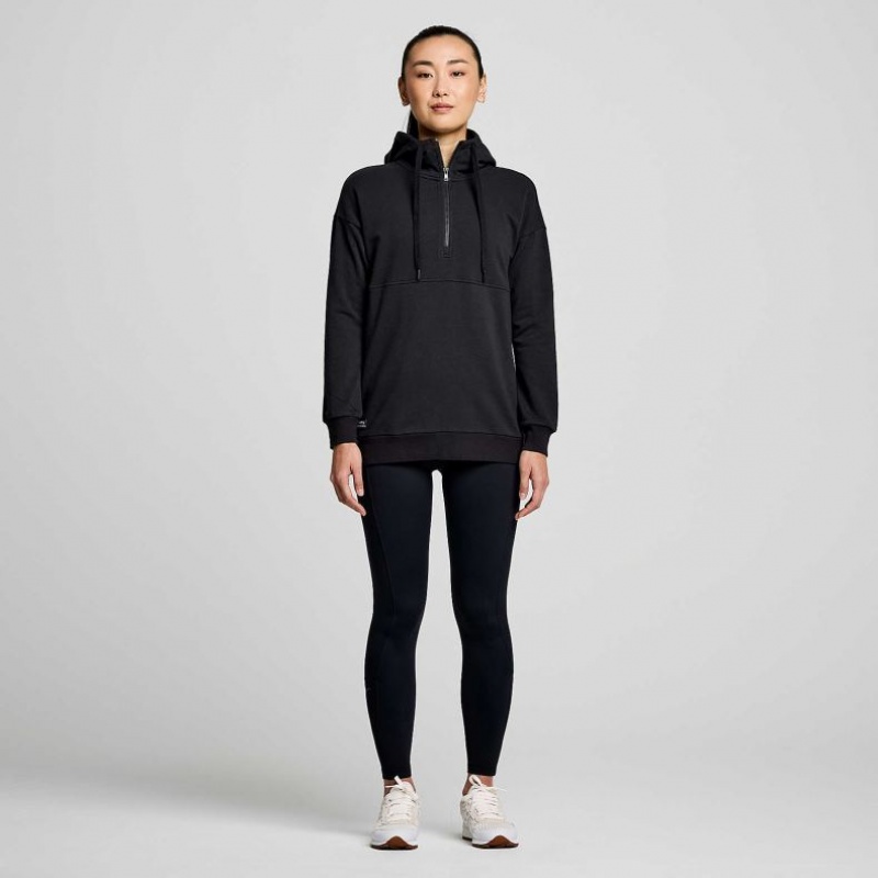 Dámské Mikina s Kapucí Saucony Recovery Zip Tunic Černé | CZ-NMYKF