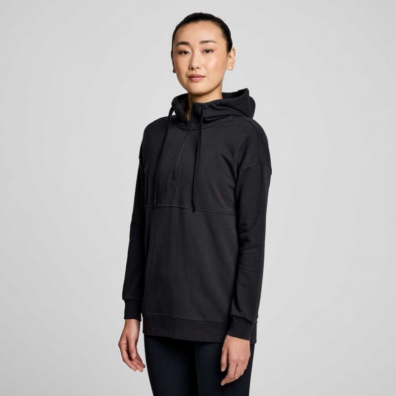 Dámské Mikina s Kapucí Saucony Recovery Zip Tunic Černé | CZ-NMYKF