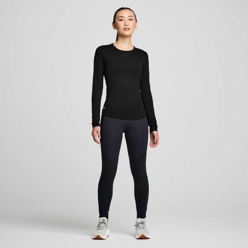 Dámské Tričko Saucony Peregrine Merino Long Sleeve Černé | CZ-CQSKM