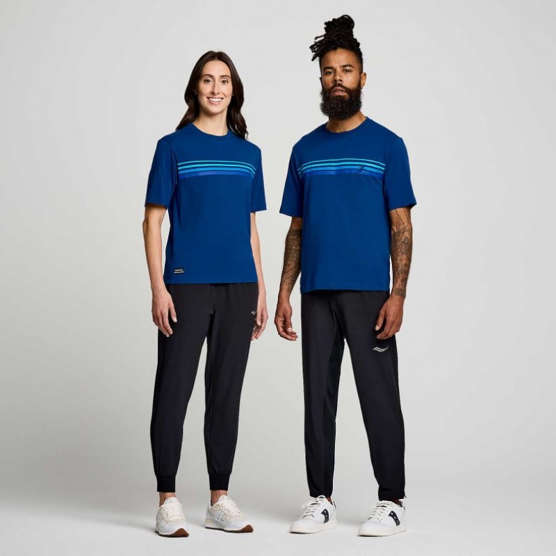 Dámské Tričko Saucony Recovery Krátké Sleeve Indigo | PRAHA-MYGNW