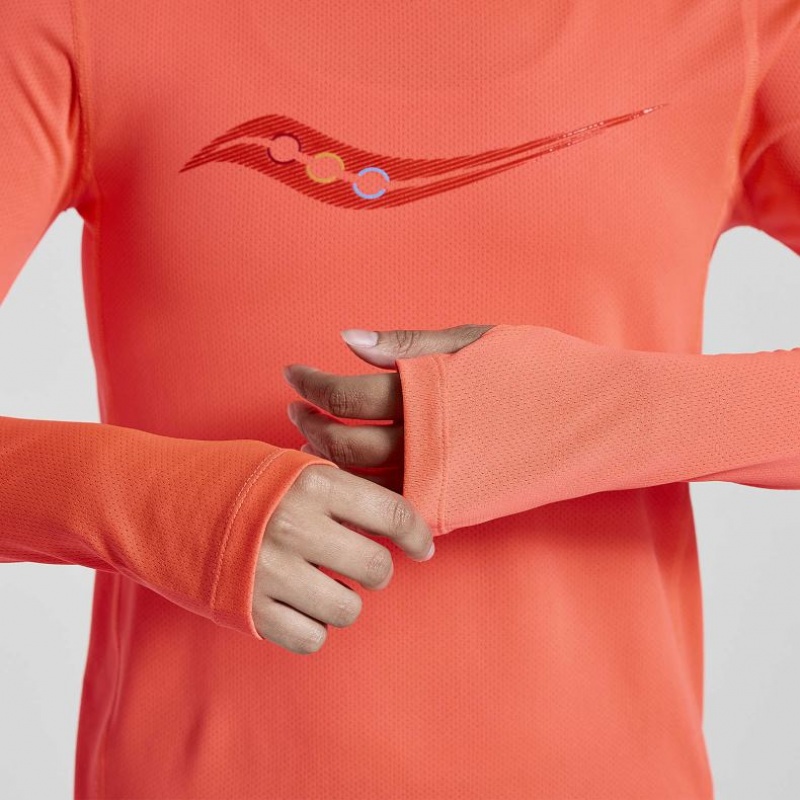 Dámské Tričko Saucony Stopwatch Graphic Long Sleeve Oranžové | CZ-CDZHG