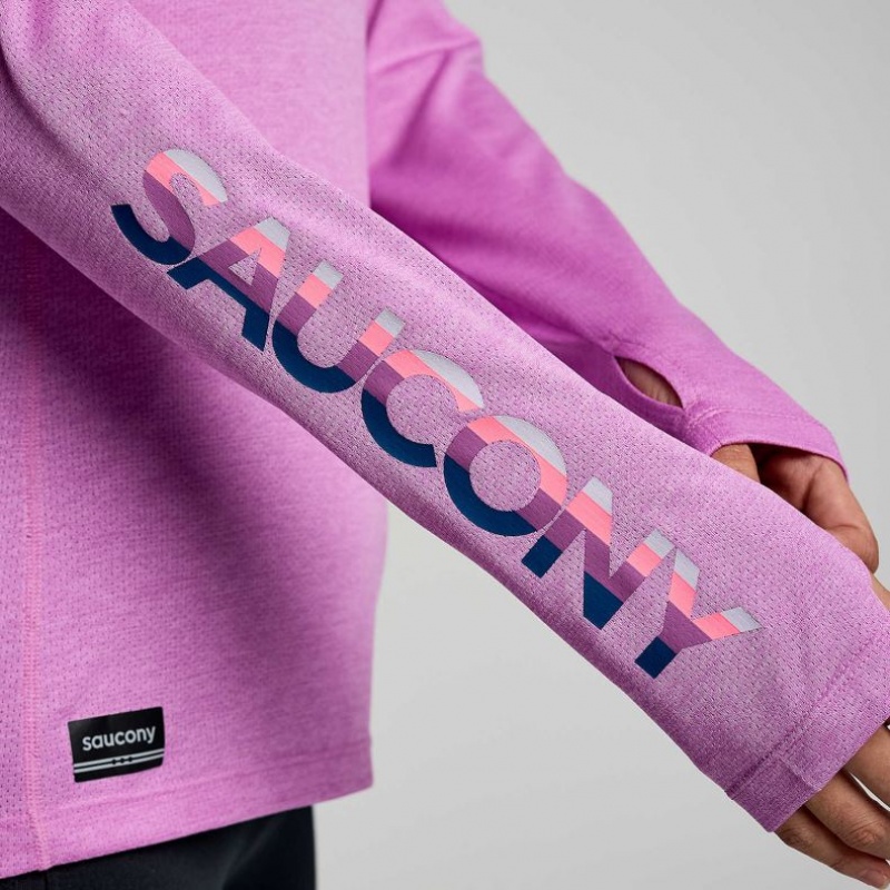 Dámské Tričko Saucony Stopwatch Graphic Long Sleeve Fialové | CZ-DWAQF