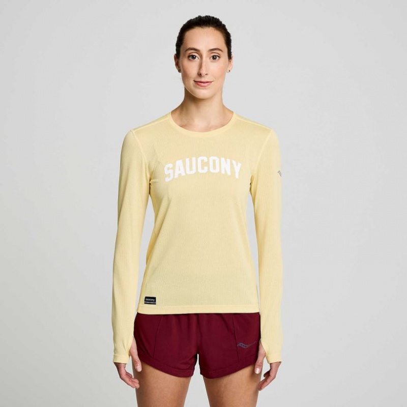 Dámské Tričko Saucony Stopwatch Graphic Long Sleeve Žluté | PRAHA-GNBQA