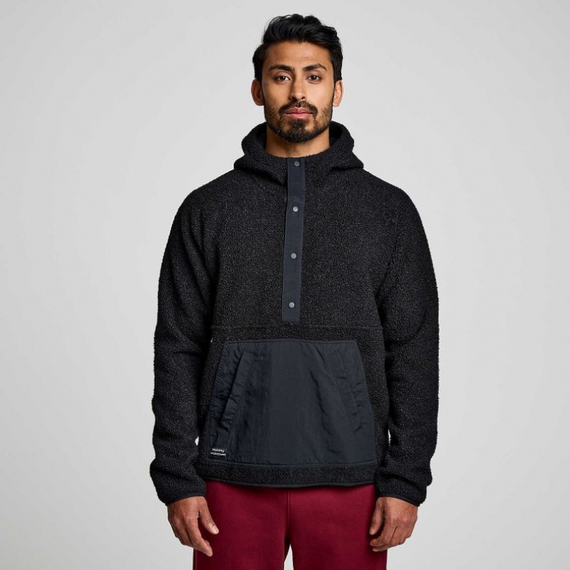 Pánské Mikina s Kapucí Saucony Recovery Sherpa Pullover Černé | CZ-DJLZX