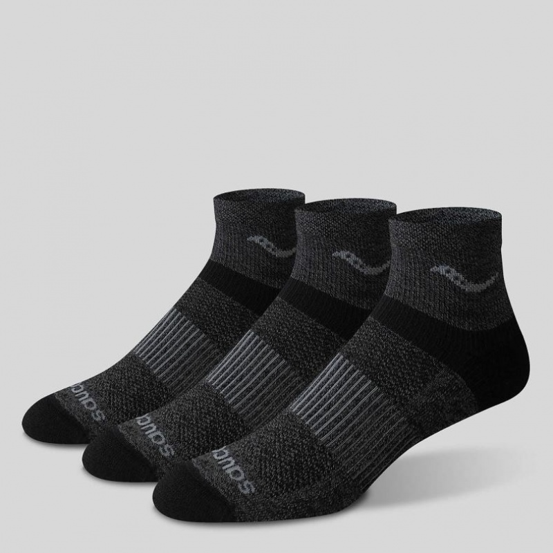 Pánské Ponožky Saucony Inferno Merino Wool Blend Quarter 3-Pack Černé | PRAHA-PONFQ