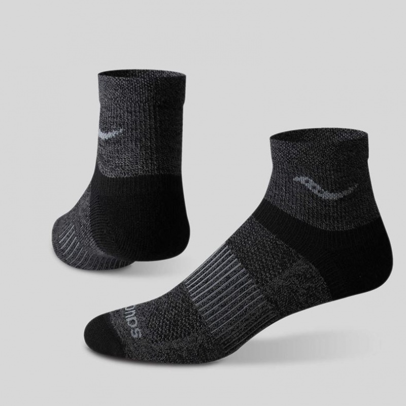 Pánské Ponožky Saucony Inferno Merino Wool Blend Quarter 3-Pack Černé | PRAHA-PONFQ