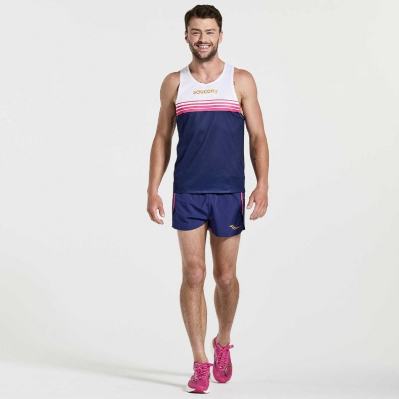 Pánské Tílko Saucony Elite Singlet Bílé Tmavě Blankyt | PRAHA-LDFKJ