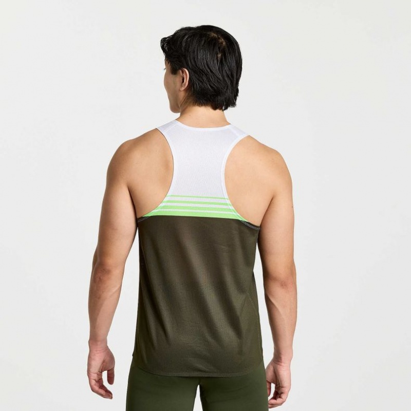 Pánské Tílko Saucony Elite Singlet Bílé Černé | CZ-QXZDH