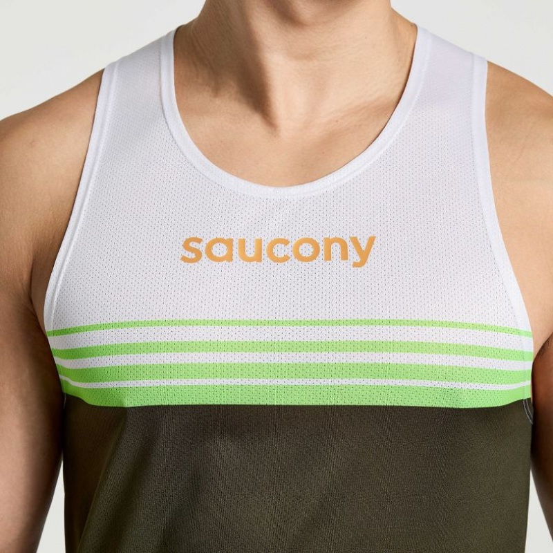 Pánské Tílko Saucony Elite Singlet Bílé Černé | CZ-QXZDH