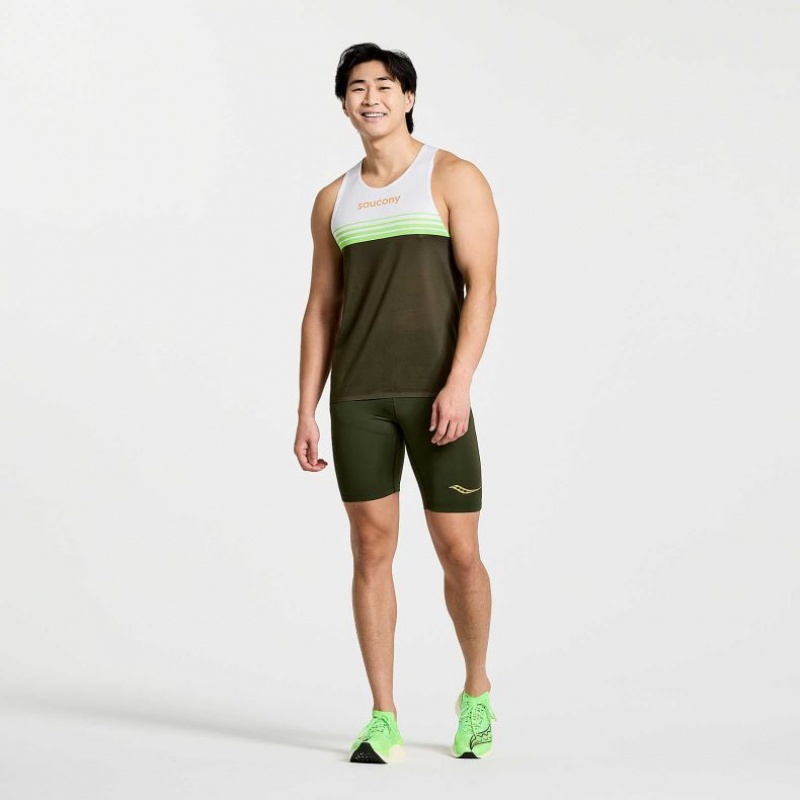 Pánské Tílko Saucony Elite Singlet Bílé Černé | CZ-QXZDH