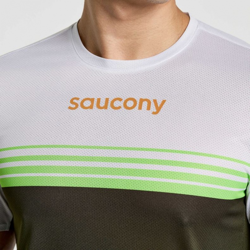 Pánské Tričko Saucony Elite Krátké Sleeve Bílé Černé | CZ-LXBKD