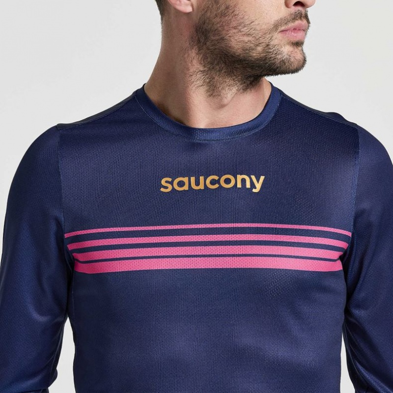 Pánské Tričko Saucony Elite Long Sleeve Tmavě Blankyt | PRAHA-CDVZE