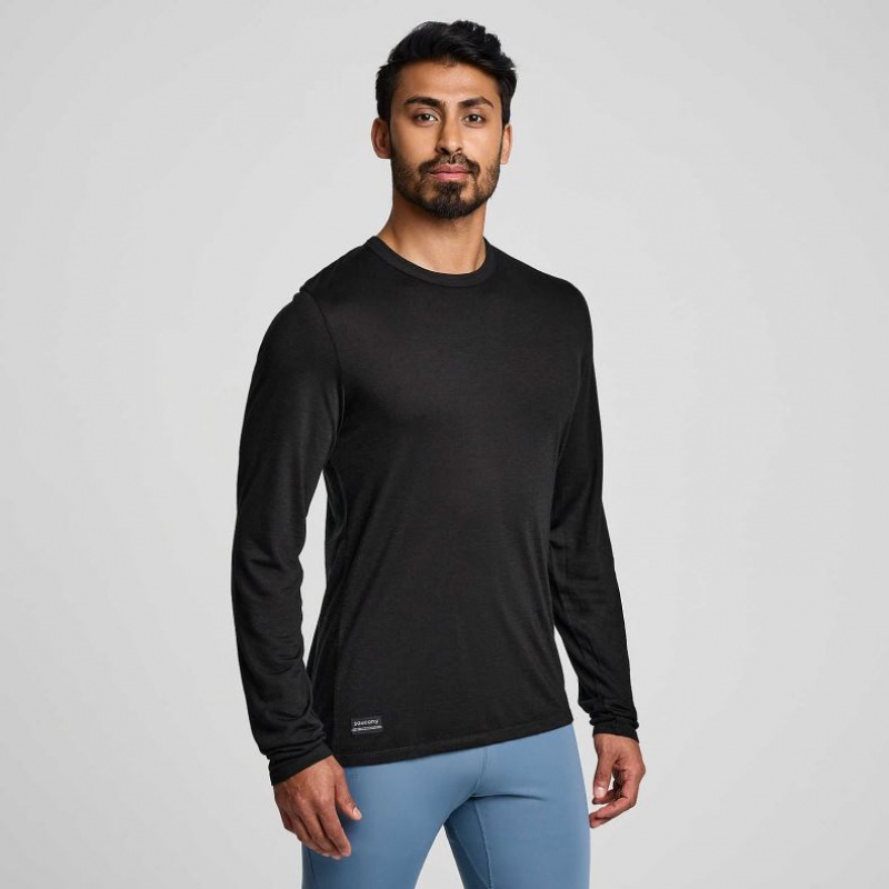 Pánské Tričko Saucony Peregrine Merino Long Sleeve Černé | PRAHA-EFJKS