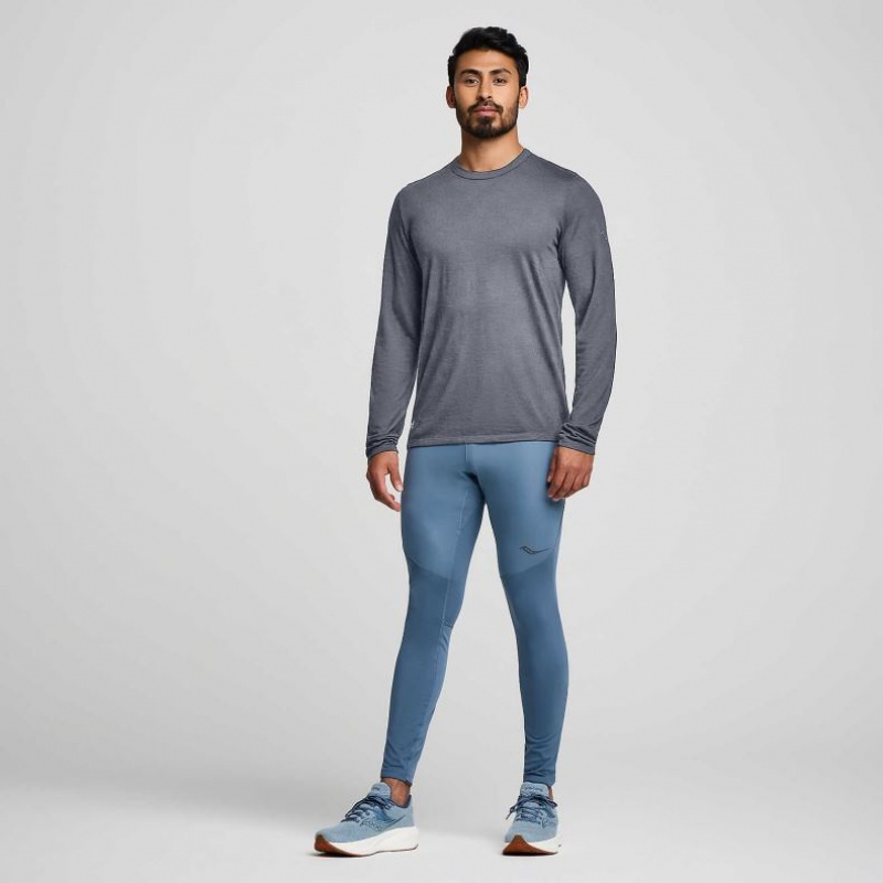 Pánské Tričko Saucony Peregrine Merino Long Sleeve Šedé | CZ-JRLWZ