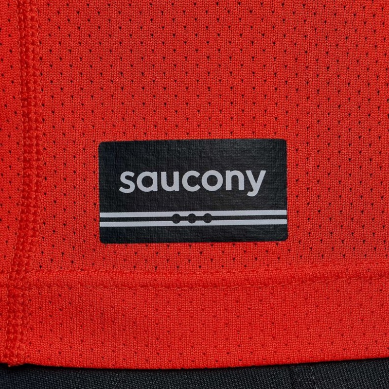 Pánské Tričko Saucony Stopwatch Krátké Sleeve Oranžové | CZ-FWPNA