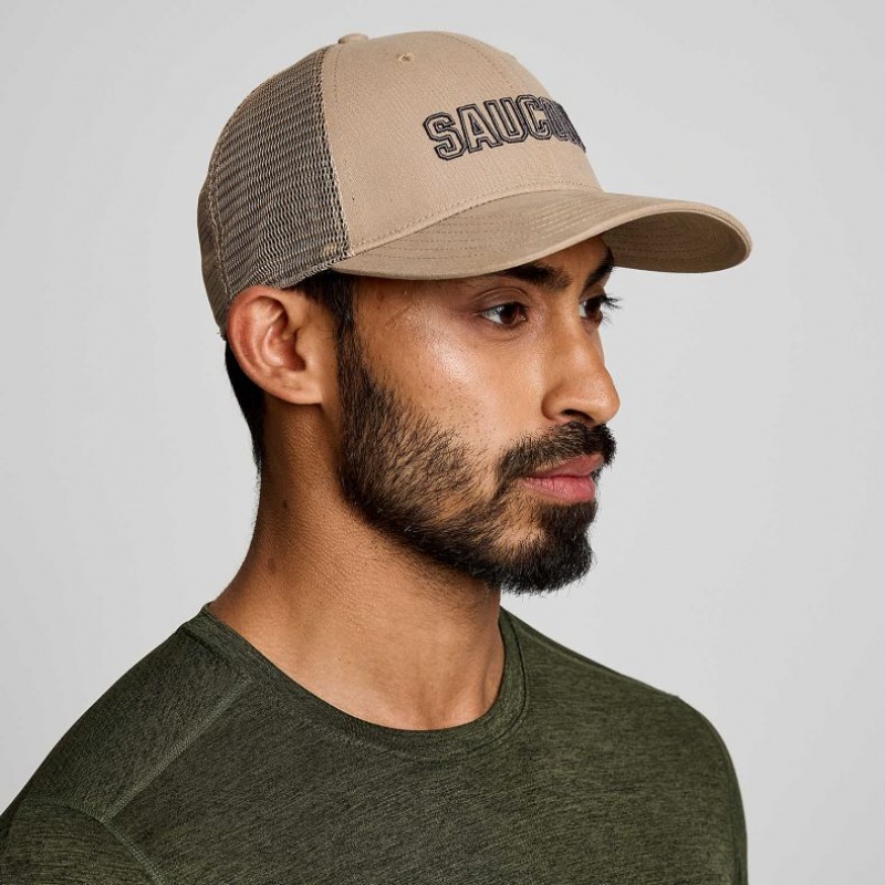 Pánské Trucker Kšiltovka Saucony Adjustable Snap Back Béžový | PRAHA-TRSHC